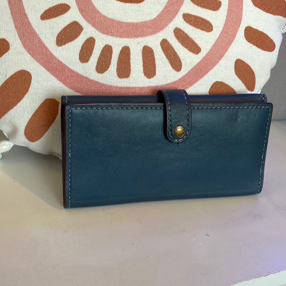 Coach 1941 gloved tanned leather large wallet slim trifold wallet